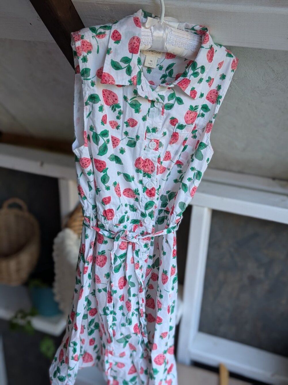 Crewcuts J.Crew Girls Strawberry Print Sleeveless Shirtdress 10